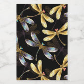 Étiquette Pour Bocaux Motif sans couture avec libellules d'or (Étiquettes simples)