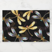 Étiquette Pour Bocaux Motif sans couture avec libellules d'or (Étiquettes simples)