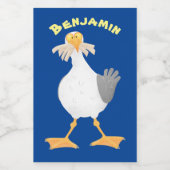 Étiquette Pour Bocaux Mouette drôle avec frites dessin animé (Étiquettes simples)