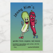Étiquette Pour Bocaux Napa et Pepper Pals Drôle Cartoon Kimchi (Étiquettes simples)