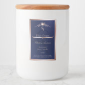 Étiquette Pour Bocaux Navy Blue Product Label Rose Gold Frame Monogram (Devant)