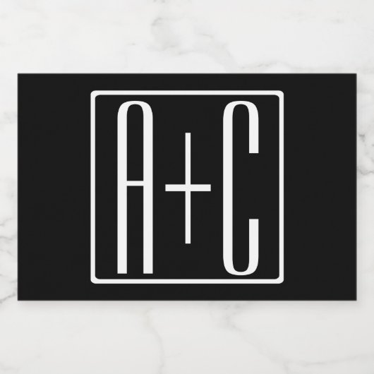 Étiquette Pour Bocaux Noir & Blanc | Initiales de couple (Étiquettes simples)