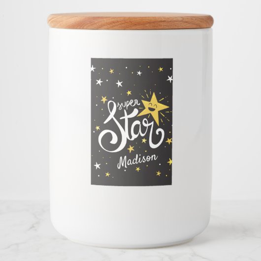 Étiquette Pour Bocaux Nom personnalisé Superstar (Devant)