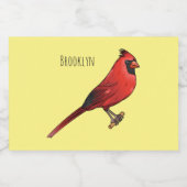 Étiquette Pour Bocaux Northern cardinal bird cartoon illustration (Étiquettes simples)