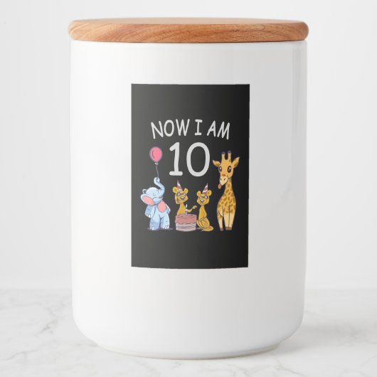 Étiquette Pour Bocaux Now I am 10 years old 10th Birthday at the Zoo (Devant)