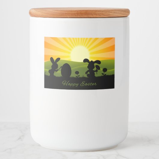 Étiquette Pour Bocaux Oeuf de peinture de lapin de Pâques mignon (Devant)