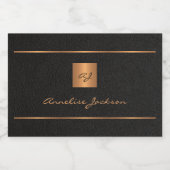 Étiquette Pour Bocaux Or noir initiales personnalisées nom script (Étiquettes simples)