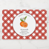 Étiquette Pour Bocaux Orange Marmalade En vichy Style champêtre (Étiquettes simples)
