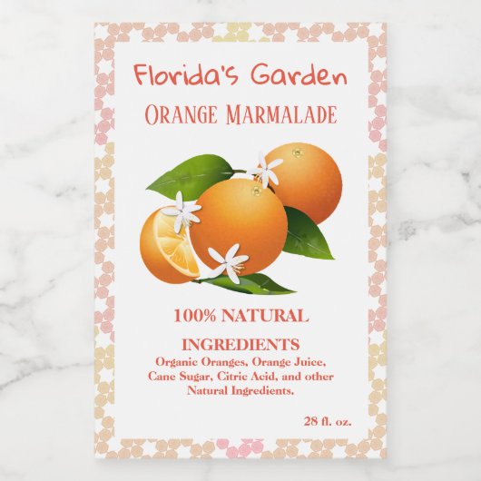 Étiquette Pour Bocaux Oranges Agrumes Fruit Floral Canne (Étiquettes simples)