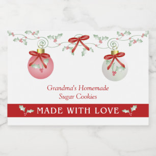 Étiquette Pour Bocaux Ornements de Noël Holly Berries