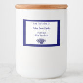 Étiquette Pour Bocaux Panier à fleurs rustique bleu blanc modifiable (Devant)