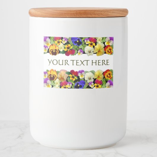 Étiquette Pour Bocaux Pansies colorées (Devant)