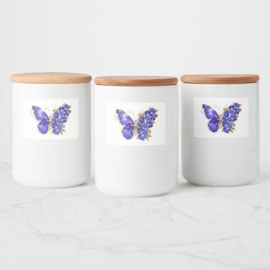 Étiquette Pour Bocaux Papillon saphir à fleurs (Bouteilles)
