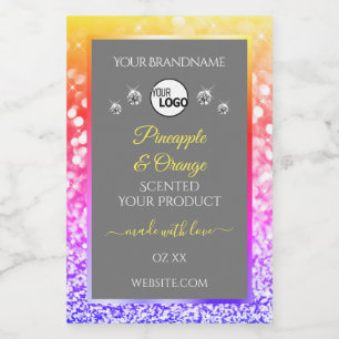 Étiquette Pour Bocaux Parties scintillant arc-en-ciel coloré Gris Produi