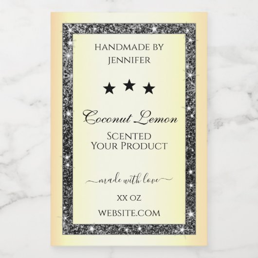 Étiquette Pour Bocaux Parties scintillant d'argent brillant effet or Éti (Étiquettes simples)