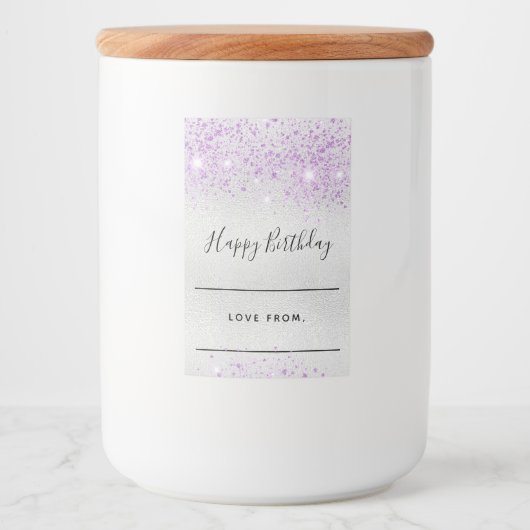 Étiquette Pour Bocaux Parties scintillant de lavande d'argent d'annivers (Devant)