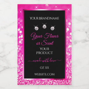 Étiquette Pour Bocaux Parties scintillant noire de luxe Pink produits e