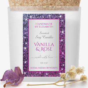 Étiquette Pour Bocaux Parties scintillant rose violet étincelante Produi