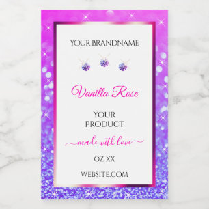 Étiquette Pour Bocaux Parties scintillant violet rose blanc Produit Étiq