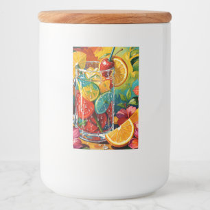 Étiquette Pour Bocaux Peinture à l'huile Impasto de Cocktail Tropical d'