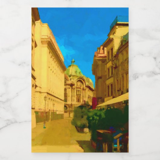 Étiquette Pour Bocaux Peinture numérique de Bucarest (Étiquettes simples)