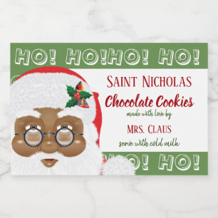 Étiquette Pour Bocaux Père Noël afro-américain Vacances de Noël