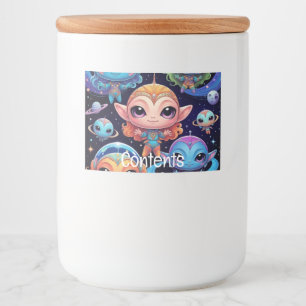 Étiquette Pour Bocaux Petits Aliens multicolores dans l'espace