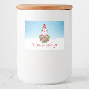 Étiquette Pour Bocaux Pingouin de Noël mignon à Santa Hat