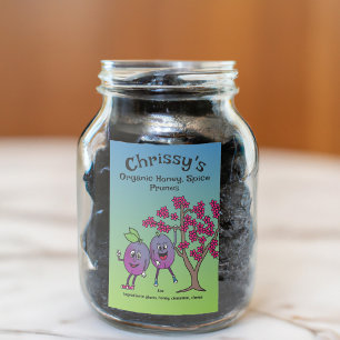 Étiquette Pour Bocaux Plum Pals Drôle Cartoon Prune Preserve et plus