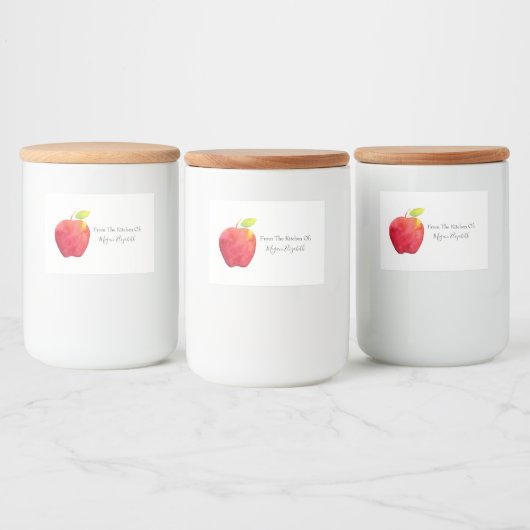 Étiquette Pour Bocaux Pomme d'aquarelle rouge (Bouteilles)