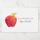 Étiquette Pour Bocaux Pomme d'aquarelle rouge (Étiquettes simples)