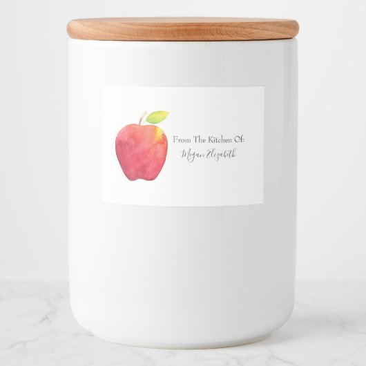 Étiquette Pour Bocaux Pomme d'aquarelle rouge (Devant)