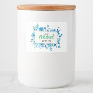 Étiquette Pour Bocaux Pommes de fleurs bleues conservées