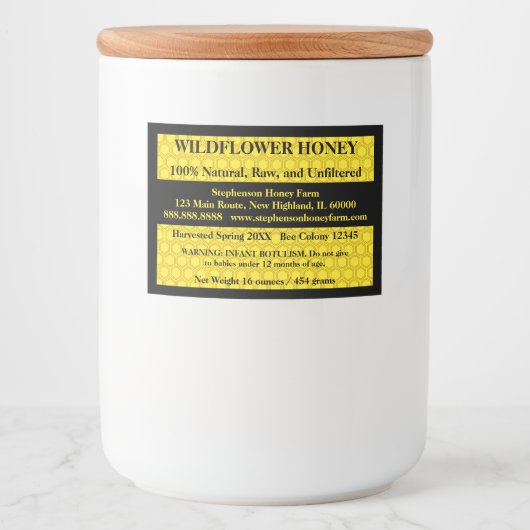 Étiquette Pour Bocaux Pot de miel descriptif (Version 3) (Devant)