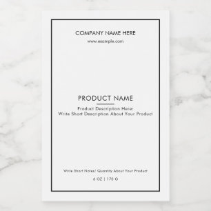 Étiquette Pour Bocaux Produit Minimaliste Personnalisé Blanc Propre
