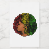 Étiquette Pour Bocaux Rasta femme noire afro rouge jaune vert (Étiquettes simples)