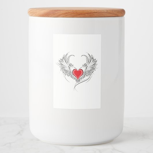 Étiquette Pour Bocaux Red Angel Coeur avec ailes (Devant)