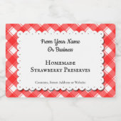 Étiquette Pour Bocaux Red White Gingham Plaid Custom Food Label (Étiquettes simples)