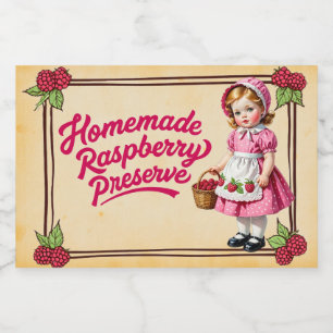 Étiquette Pour Bocaux Réserve de framboise maison - Vintage