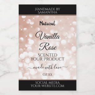 Étiquette Pour Bocaux Rose de luxe Parties scintillant or produits embal