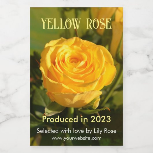 Étiquette Pour Bocaux Rose jaune (Étiquettes simples)