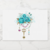 Étiquette Pour Bocaux Roses turquoise avec touches (Étiquettes simples)