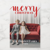 Étiquette Pour Bocaux Rouge Merry Calligraphie - vertical Photo blanc ty (Étiquettes simples)