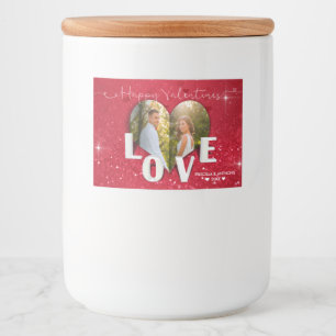 Étiquette Pour Bocaux Saint Valentin Coeur Photo Parties scintillant Rou