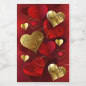 Étiquette Pour Bocaux Saint-Valentin dorés et rouges (Étiquettes simples)