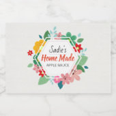 Étiquette Pour Bocaux Sauce à la pomme d'hexagone de fleurs (Étiquettes simples)