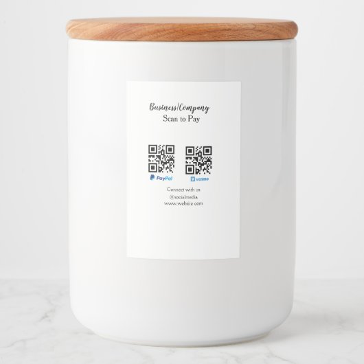 Étiquette Pour Bocaux Scanner pour payer le code q r paypal venmo ajoute (Devant)