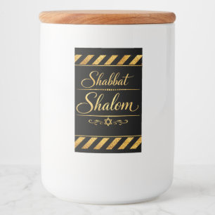 Étiquette Pour Bocaux Shabbat Shalom Juif Judaica Or Noir Luxe