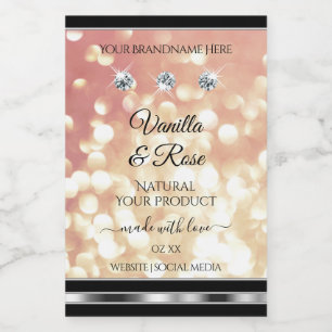 Étiquette Pour Bocaux Shimmery Rose Parties scintillant or produit Étiqu