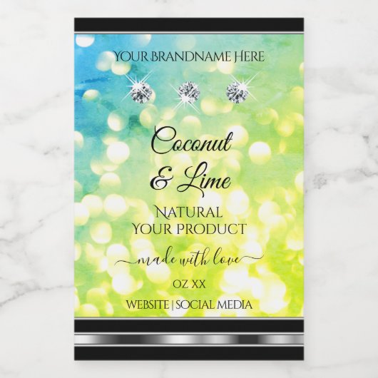 Étiquette Pour Bocaux Shimmery Turquoise Parties scintillant verte Produ (Étiquettes simples)